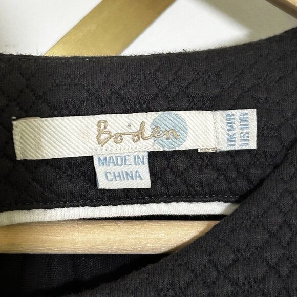 Boden Fit & Flare Colorblock Dress Size 10R 10 Black Grey Quilted Knee Length - Picture 7 of 12